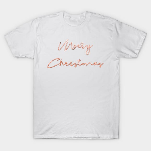 Merry Christmas - rose gold T-Shirt by RoseAesthetic